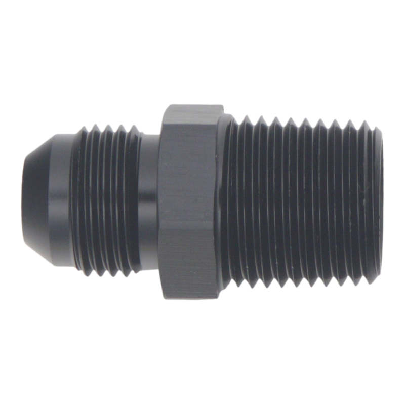 DeatschWerks 8AN Male Flare to 1/2in Male NPT Adapter - Anodized Matte Black - DTX Performance