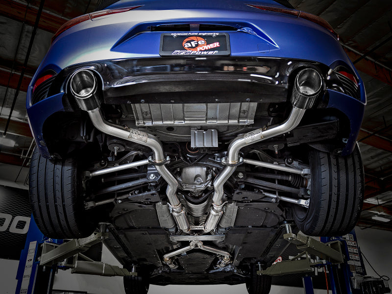 aFe POWER Takeda 2.5in 304 SS CB Exhaust w/ Carbon Fiber Tips 17-19 Infiniti Q60 V6-3.0L (tt) - DTX Performance