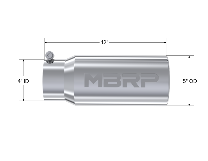 MBRP Universal Tip 5 O.D. Rolled Straight 4 inlet 12 length - DTX Performance