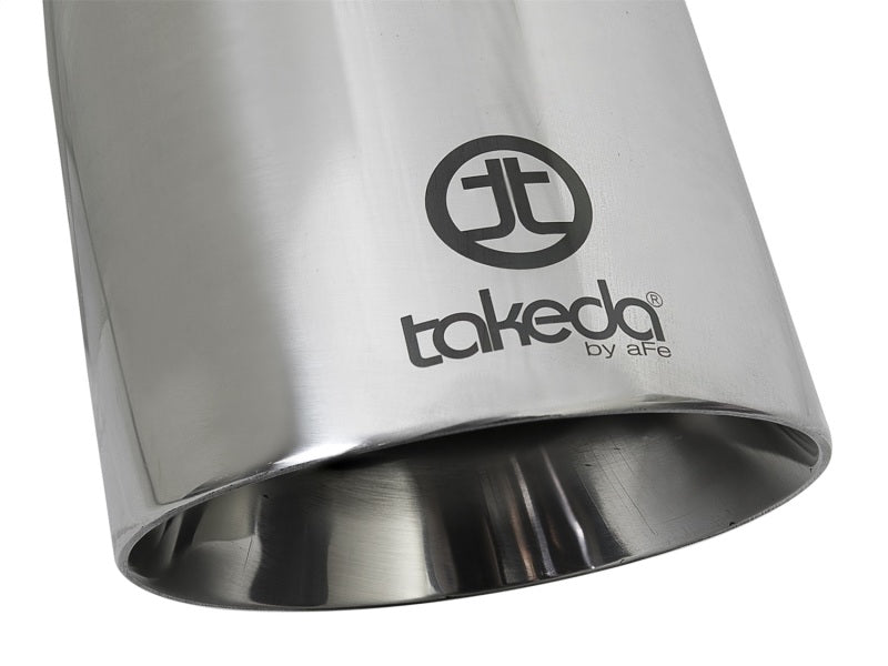 aFe Takeda 304 Stainless Steel Clamp-On Exhaust Tip 2.5in. Inlet / 4.5in. Outlet / 9in. L - Polished - DTX Performance