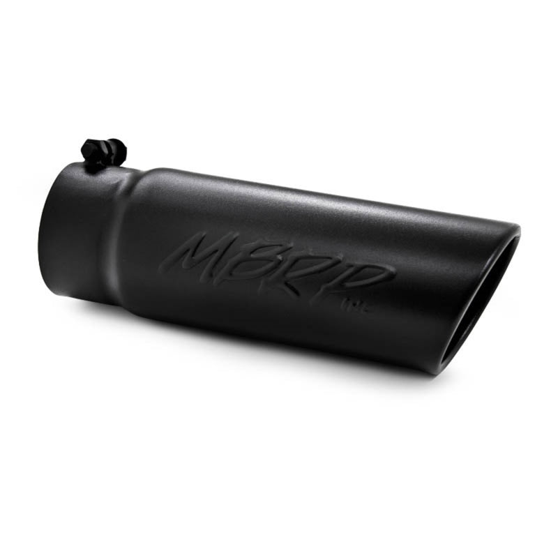 MBRP Universal Tip 4 O.D. Angled Rolled End 3.5 inlet 10 length- Black Finish - DTX Performance