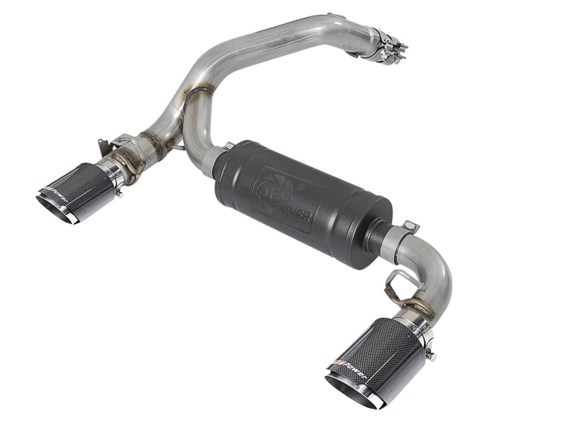 aFe Takeda 3in 304 SS Axle-Back Exhaust System w/ Carbon Fiber Tips 16-18 Ford Focus RS I4-2.3L (t) - DTX Performance