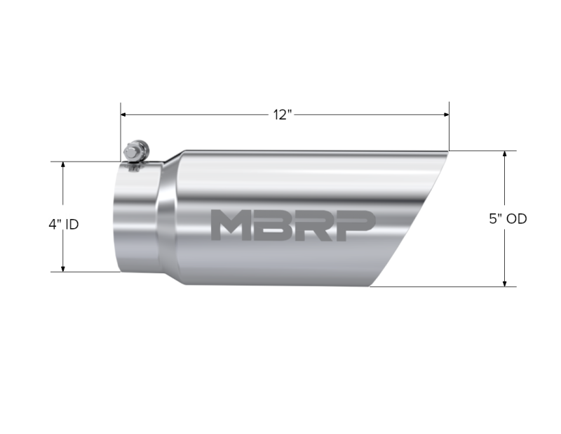 MBRP Universal Tip 5 O.D. Dual Wall Angled 4 inlet 12 length - DTX Performance