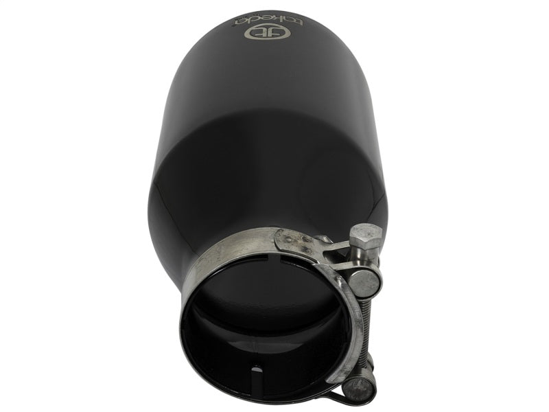 aFe Takeda 409 SS Clamp-On Exhaust Tip 2.5in. Inlet / 4.5in. Outlet / 9in. L - Black - DTX Performance