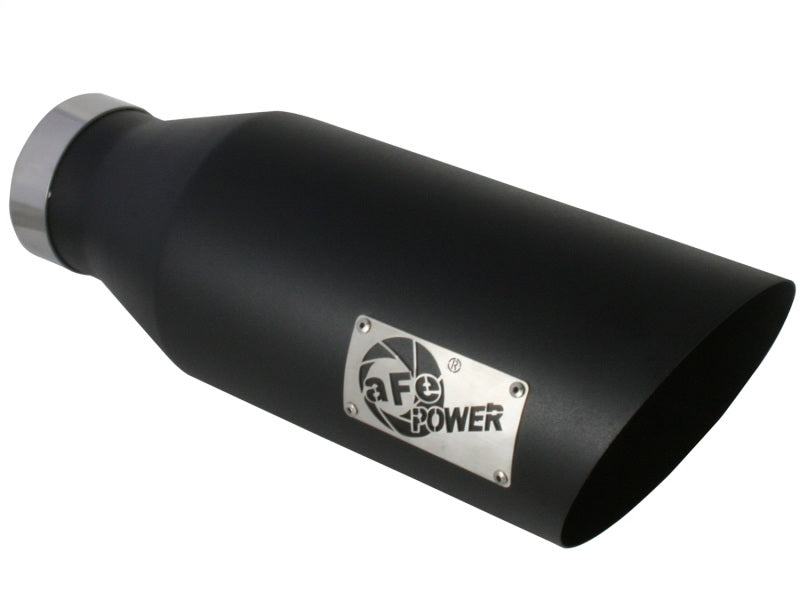 aFe MACHForce XP Exhausts Tips SS-304 EXH Tip 4In x 7Out x 18L Bolt-On (blk) - DTX Performance