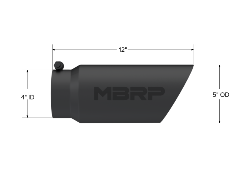 MBRP Universal Tip 5 O.D. Dual Wall Angled 4 inlet 12 length - Black Finish - DTX Performance