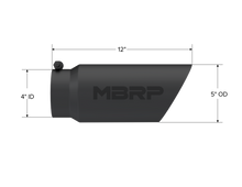 Load image into Gallery viewer, MBRP Universal Tip 5 O.D. Dual Wall Angled 4 inlet 12 length - Black Finish - DTX Performance