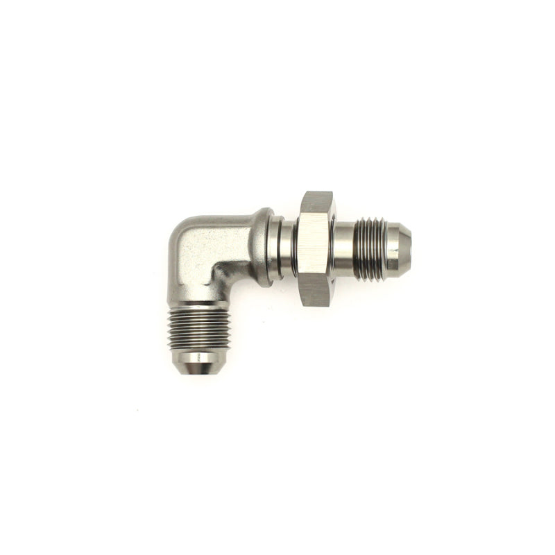 DeatschWerks 6AN Male Flare To 6AN Male Flare Bulkhead Adapter 90-Degree (Incl. Nut) - DTX Performance