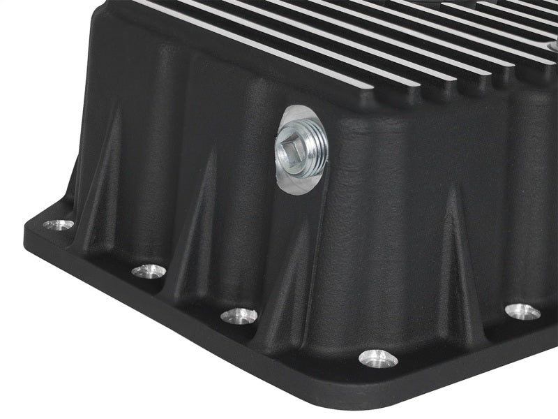 AFE Pro Series Engine Oil Pan Black w/Machined Fins; 11-16 Ford Powerstroke V8-6.7L (td) - DTX Performance