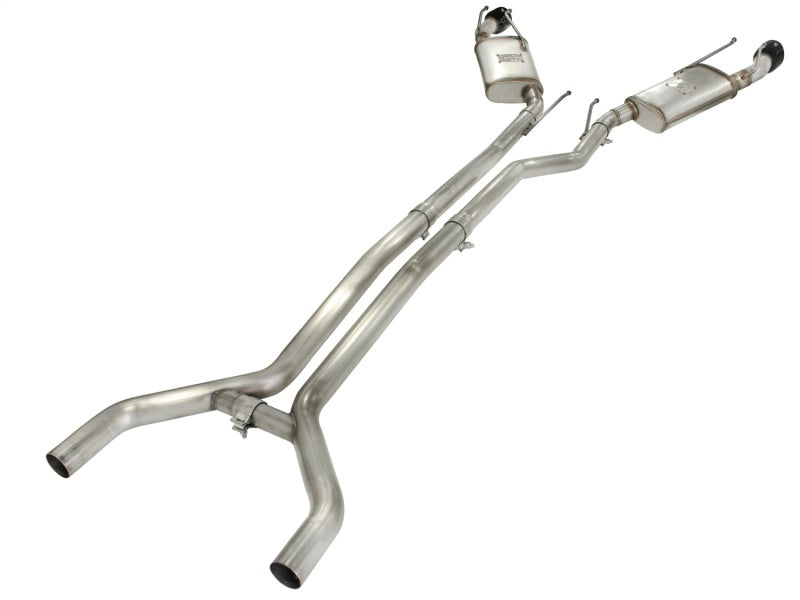 aFe MACHForce XP Exhaust 2.5in Stainless Steel CB/10-13 Chevy Camaro V6-3.6L (td) (gloss blk tip) - DTX Performance