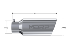 Load image into Gallery viewer, MBRP Universal Tip 7in O.D. Rolled End 5in inlet 18in length - T304 (SINGLE TIP) - DTX Performance