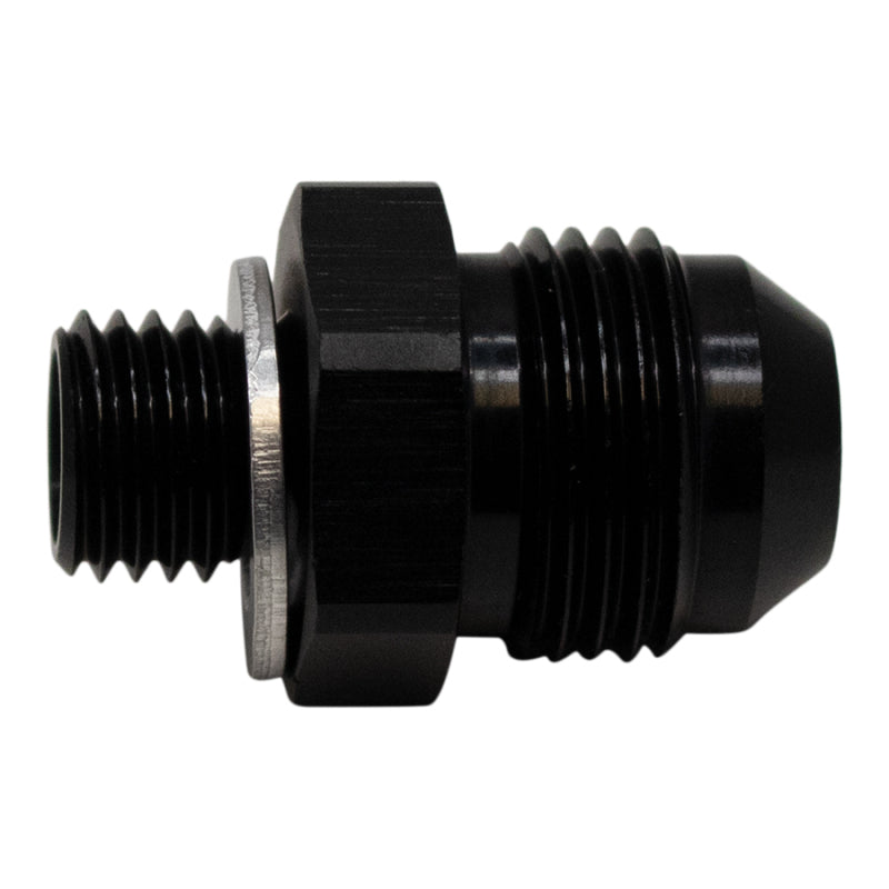 DeatschWerks 8AN Male Flare to M12 X 1.5 Male Metric Adapter (Incl Washer) - Anodized Matte Black - DTX Performance