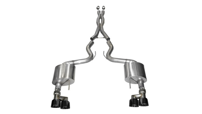 Corsa 15-16 Ford Mustang GT 5.0 3in Cat Back Exhaust Black Quad Tips (Xtreme) - DTX Performance