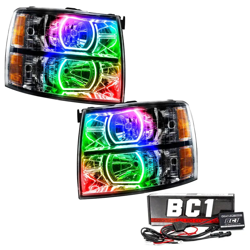 Oracle 07-13 Chevrolet Silverado SMD HL - Black - Square - ColorSHIFT w/ BC1 Controller - DTX Performance