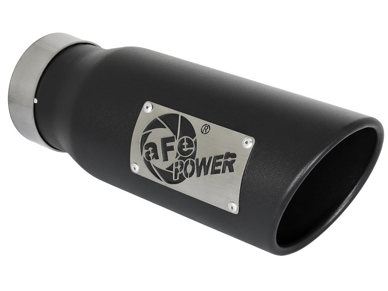 aFe MACH Force-Xp 409 Stainless Steel Exhaust Tip 3.5 In x 4.5in Out x 12in L Clamp-On - DTX Performance