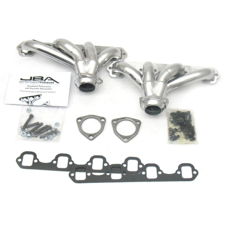 JBA Ford 260-351W SBF 1-5/8in Primary Silver Ctd Tight Tuck Header - DTX Performance