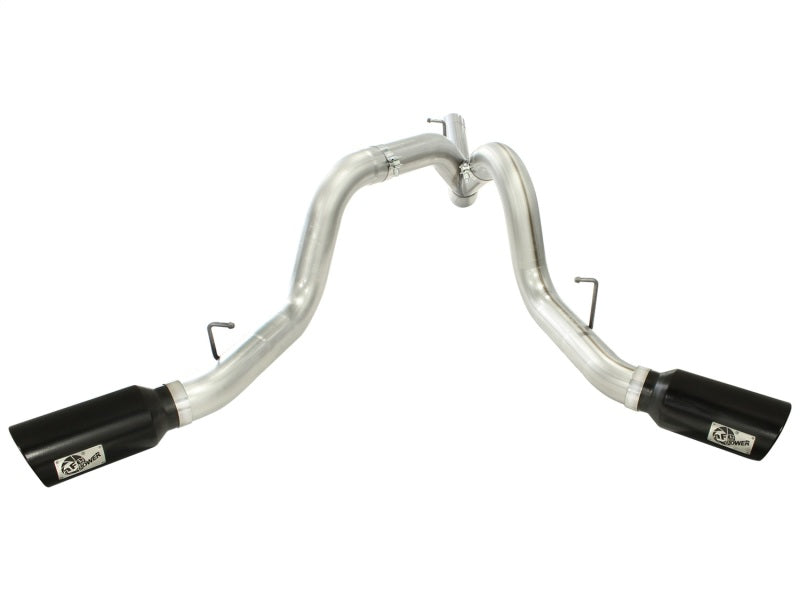 aFe MachForce XP Exhaust 4inch DP-Back All SS 2011-14 GM Diesel Trucks V8-6.6L LML Black Tips - DTX Performance