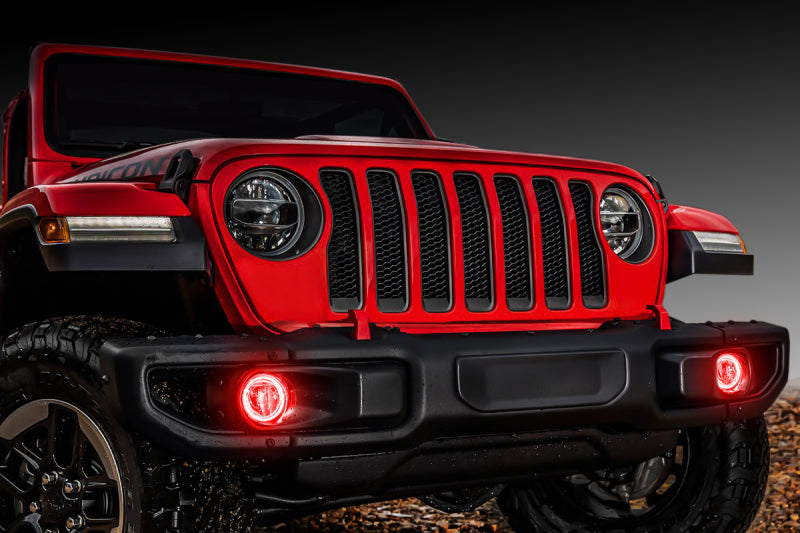 Oracle Jeep Wrangler JL/Gladiator JT LED Surface Mount Fog Light Halo Kit - Red - DTX Performance