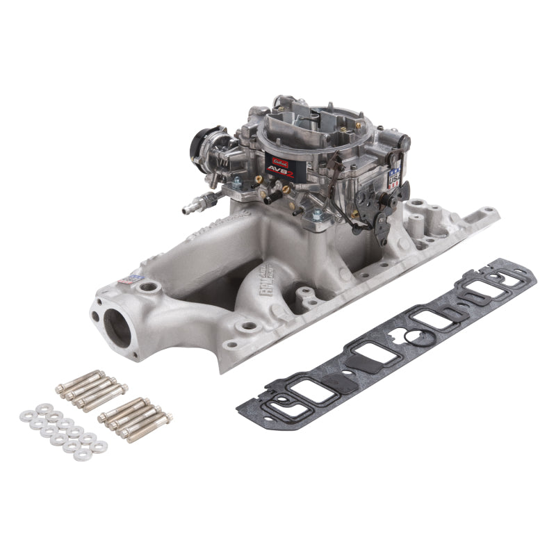 Edelbrock Manifold And Carb Kit Performer RPM Air-Gap Small Block Ford 289-302 Natural Finish - DTX Performance