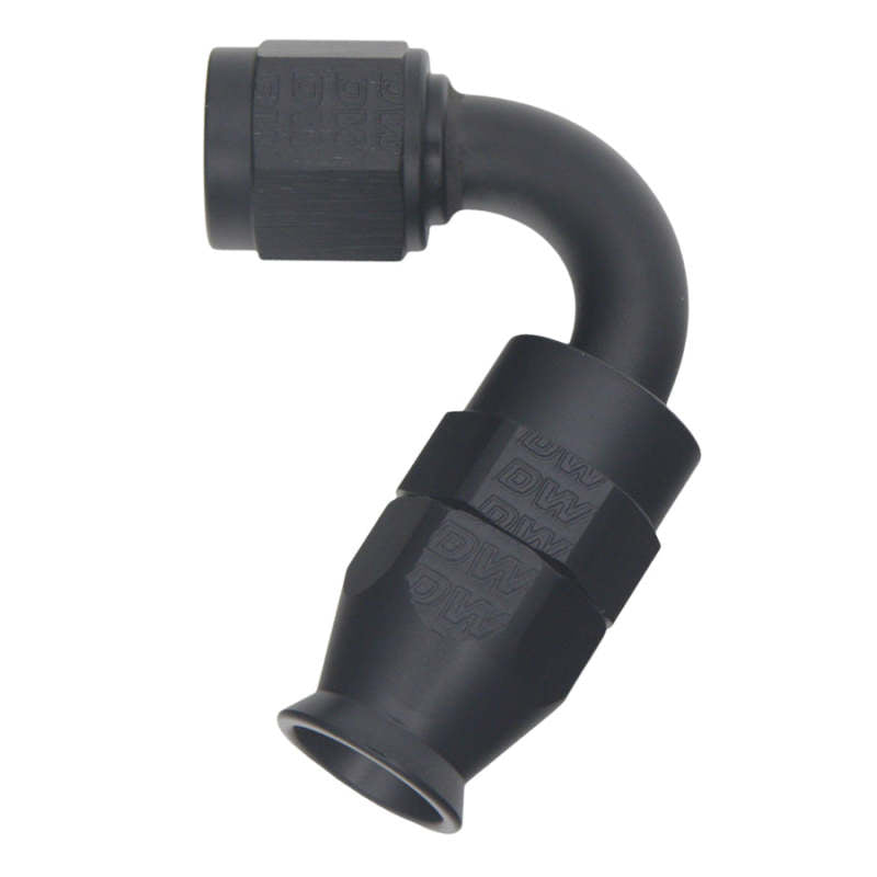 DeatschWerks 6 AN Female Flare Swivel 120-Degree Hose End PTFE - Anodized Matte Black - DTX Performance