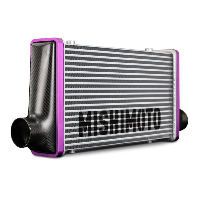 Mishimoto Universal Carbon Fiber Intercooler - Matte Tanks - 600mm Silver Core - C-Flow - DG V-Band - DTX Performance