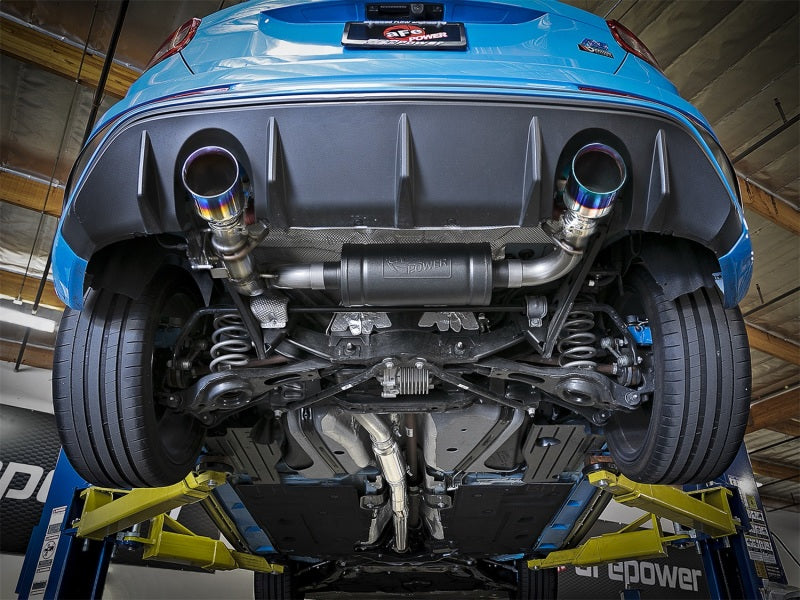 aFe Takeda 3in 304 SS Cat-Back Exhaust System w/ Blue Flame Tip 16-18 Ford Focus RS I4-2.3L (t) - DTX Performance