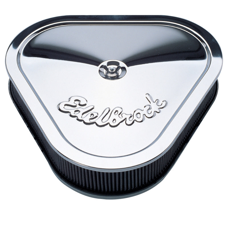 Edelbrock Air Cleaner Pro-Flo Series Triangular Steel Top 14 125In X 13 375In X 3 5In Chrome - DTX Performance