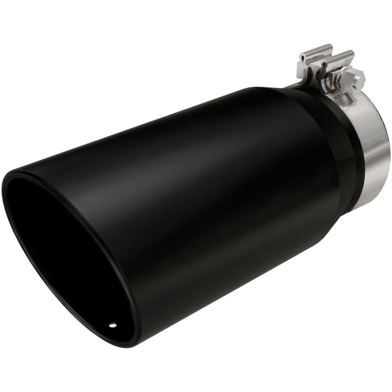 MagnaFlow Tip Stainless Black Coated Single Wall Round Single Outlet 6in Dia 5in Inlet 13in L - DTX Performance