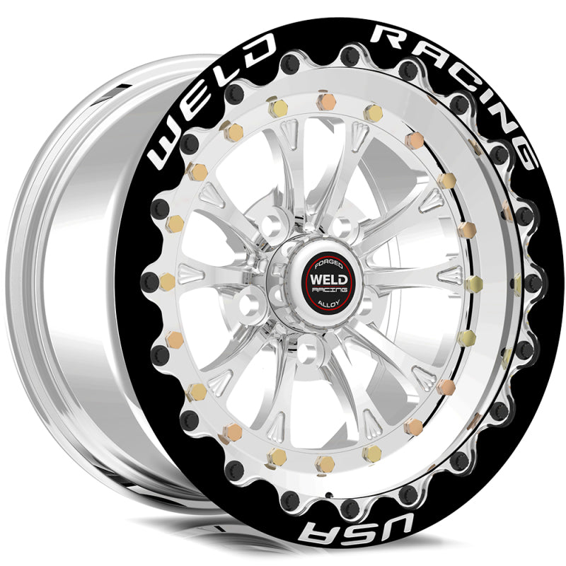 Weld S77 17x10 / 5x4.5in BP / 7.8in. BS / 58mm O/S Polished Center Wheel - Single Beadlock - DTX Performance