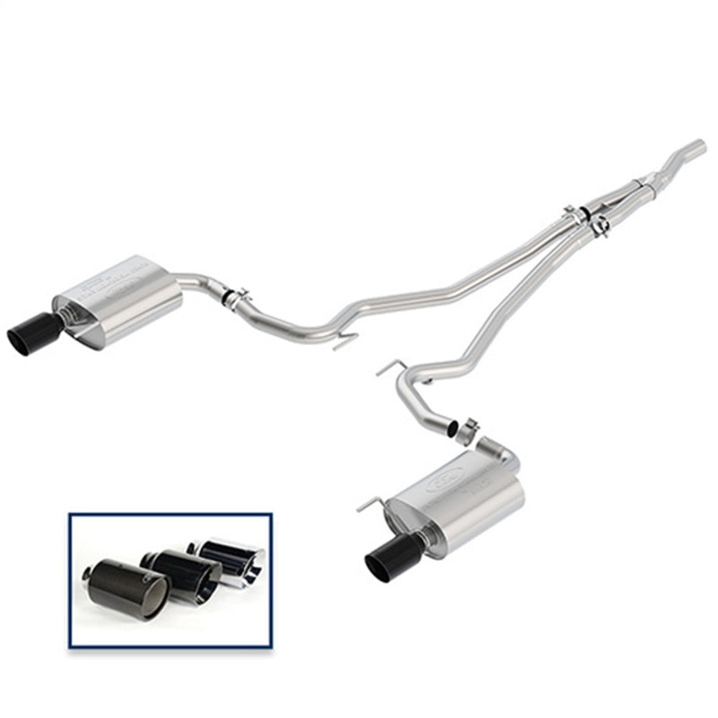 Ford Racing 18+ Mustang 2.3L EcoBoost Cat-Back Touring Exhaust System w/Black Chrome Tips - DTX Performance