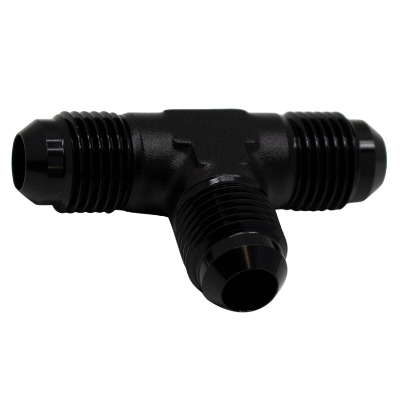 DeatschWerks 6AN Male Flare to 6AN Male Flare to 6AN Male Flare Tee Fitting - Anodized Matte Black - DTX Performance