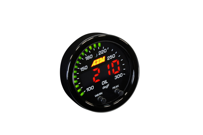 AEM X-Series Temperature 100-300F Gauge Kit (ONLY Black Bezel and Water Temp. Faceplate) - DTX Performance