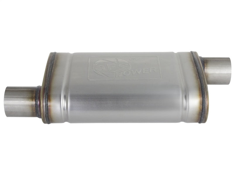 aFe MACH Force-Xp 409 SS Muffler 2.5in Offset Inlet/2.5in Offset Outlet 14in L x 9in W x 4in H Body - DTX Performance