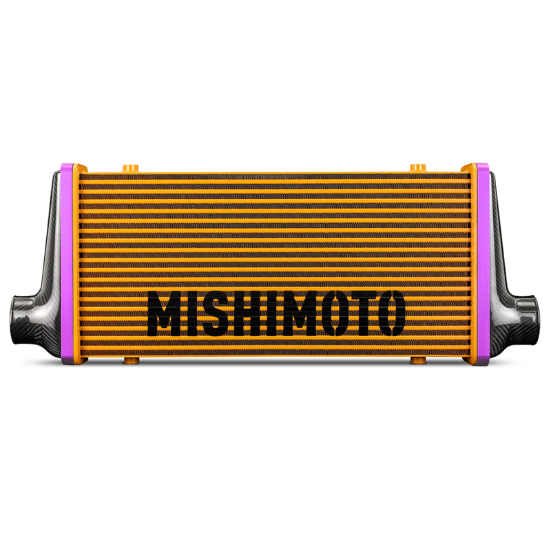 Mishimoto Universal Carbon Fiber Intercooler - Gloss Tanks - 525mm Silver Core - C-Flow - G V-Band - DTX Performance