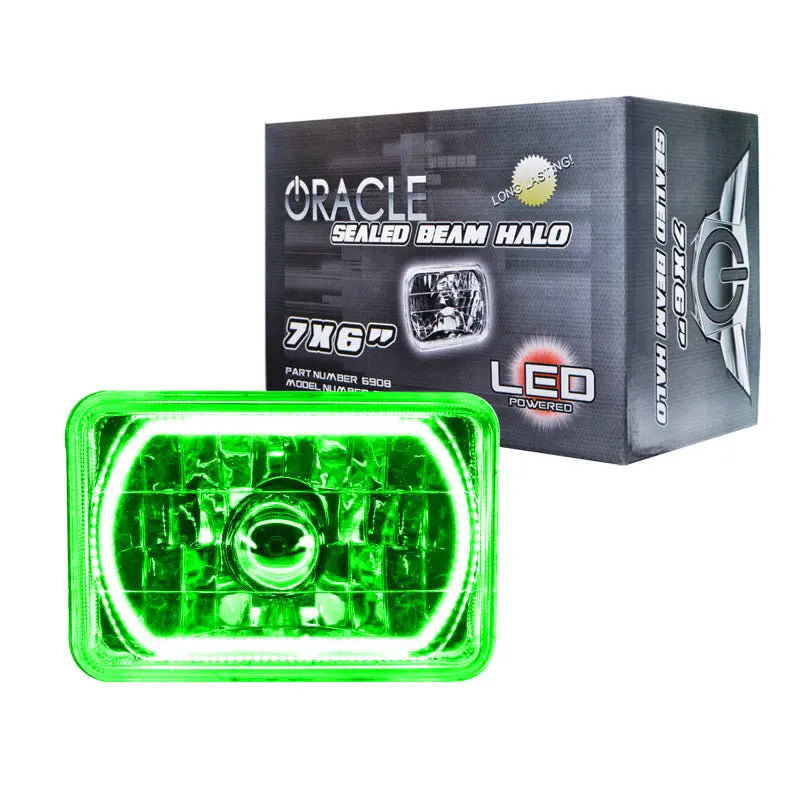 Oracle Pre-Installed Lights 7x6 IN. Sealed Beam - Green Halo - DTX Performance