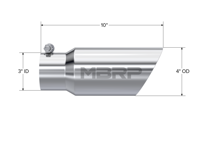 MBRP Universal Tip 4in OD 3in Inlet 10in Length Dual Wall Angled End T304 - DTX Performance