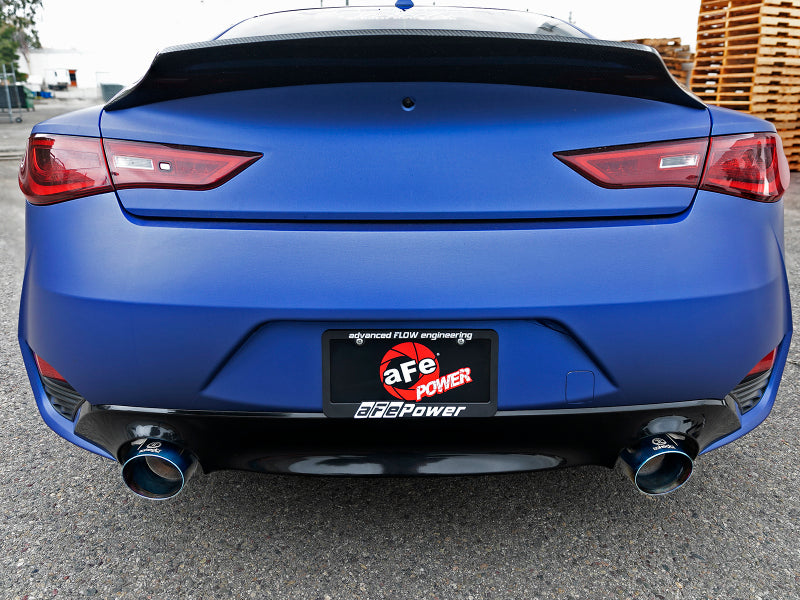 aFe POWER Takeda 2.5in 304 SS Axle-Back Exhaust w/ Blue Flame Tips 17-19 Infiniti Q60 V6-3.0L (tt) - DTX Performance