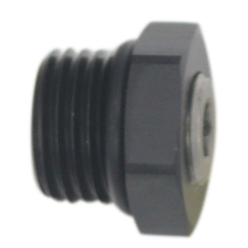 DeatschWerks 6AN ORB Male Plug Fitting with 1/8in NPT Gauge Port - Anodized Matte Black - DTX Performance