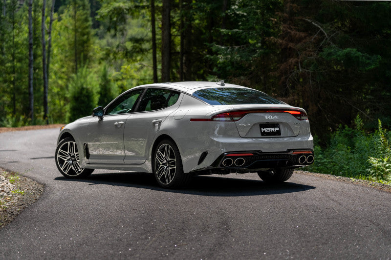 MBRP 2022 Kia Stinger 3.3L T304 SS Cat-Back Exhaust- Dual Split Rear Quad Outlet Uses Factory Bezels - DTX Performance