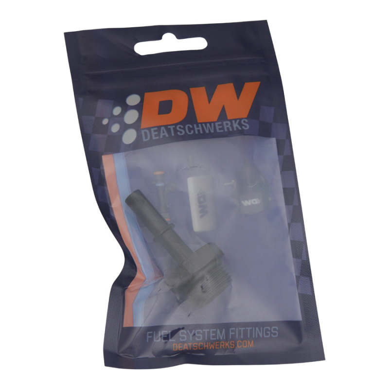 DeatschWerks 8AN ORB Male to 5/16in Male EFI Quick Connect Adapter - Anodized Matte Black - DTX Performance