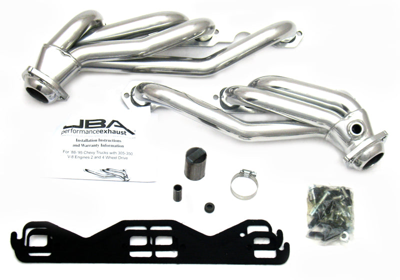 JBA 86-95 GM Truck 5.0L/5.7L SBC w/o A.I.R. 1-1/2in Primary Silver Ctd Cat4Ward Header - DTX Performance