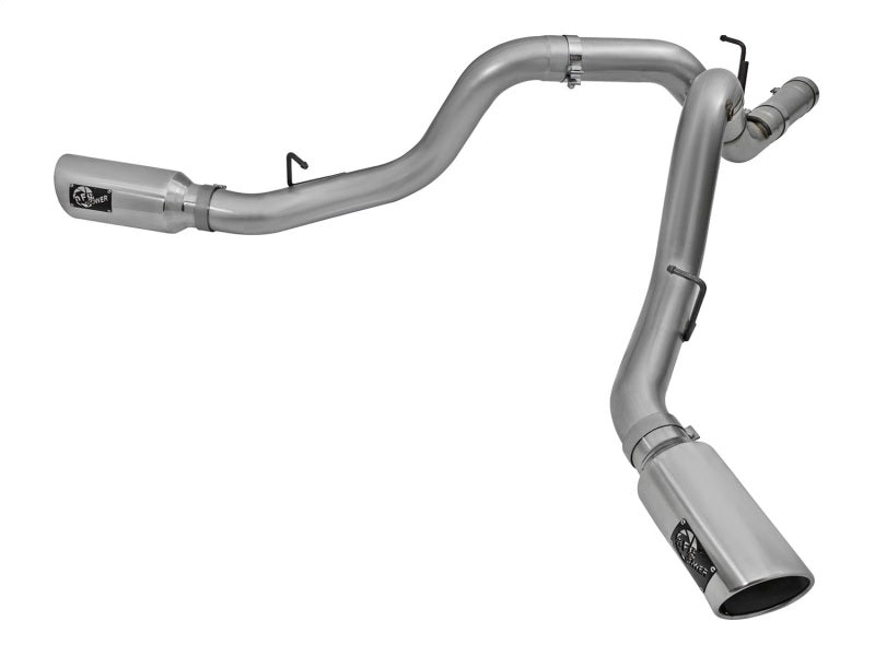 aFe LARGE Bore HD 4in Dual DPF-Back SS Exhaust w/Polished Tip 16-17 GM Diesel Truck V8-6.6L (td) LML - DTX Performance