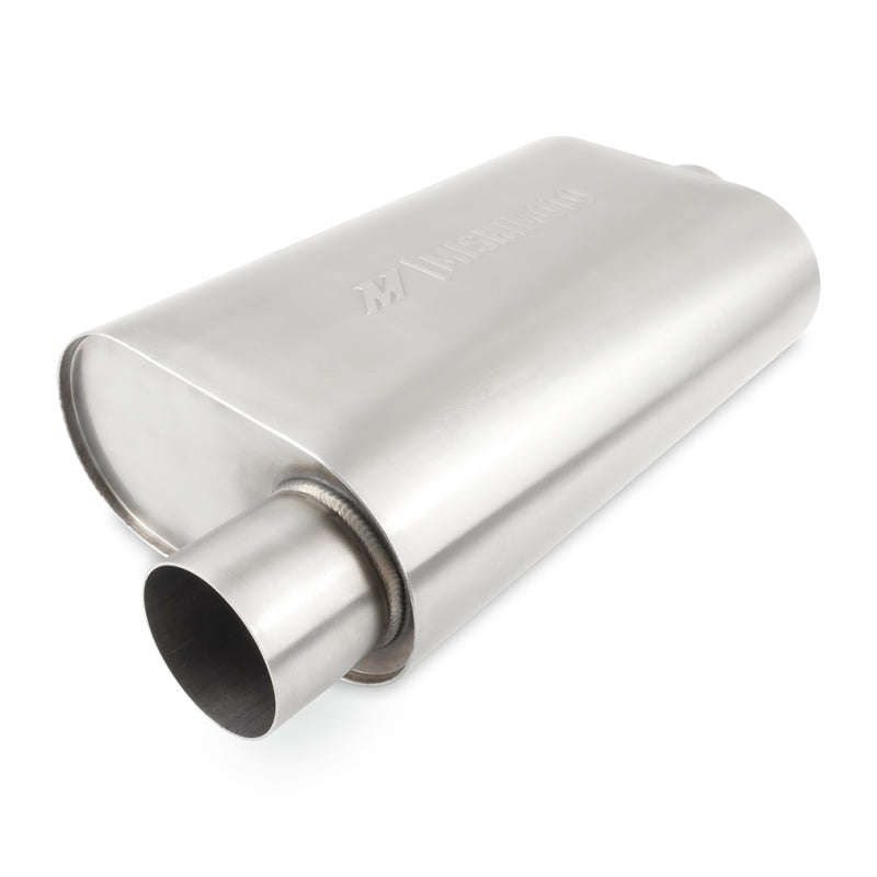 Mishimoto Universal Muffler with 3.0in Offset Inlet/Outlet - Brushed - DTX Performance