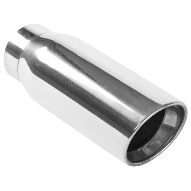 MagnaFlow Tip Stainless Double Wall Round Single Outlet Polished 4.5in DIA 3.5in Inlet 12in Length - DTX Performance