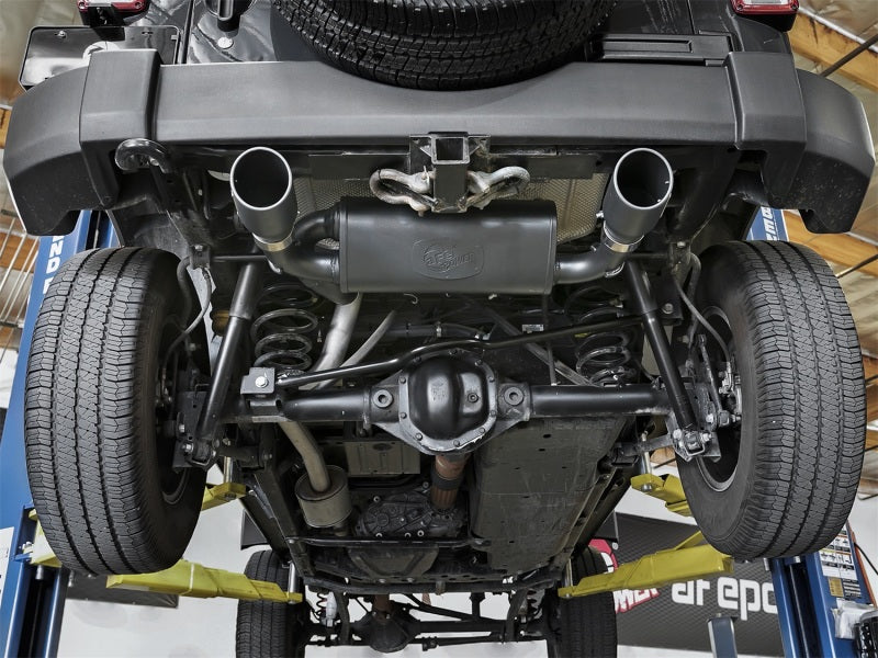 aFe Rebel Series 2.5in 409 SS Axle-Back Exhaust w/ Black Tips 2007+ Jeep Wrangler (JK) V6 3.6L/3.8L - DTX Performance