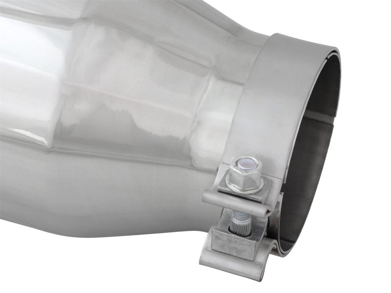 aFe MACH Force-XP 304 SS Single Wall Polished Exhaust Tip Pair 4in Inlet x 6in Outlet x 15in L - DTX Performance