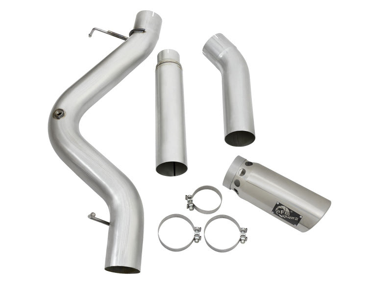 aFe Atlas Exhaust 5in DPF-Back Aluminized Steel w/ Polished Tips 16-17 GM Diesel Truck V8-6.6L (td) - DTX Performance