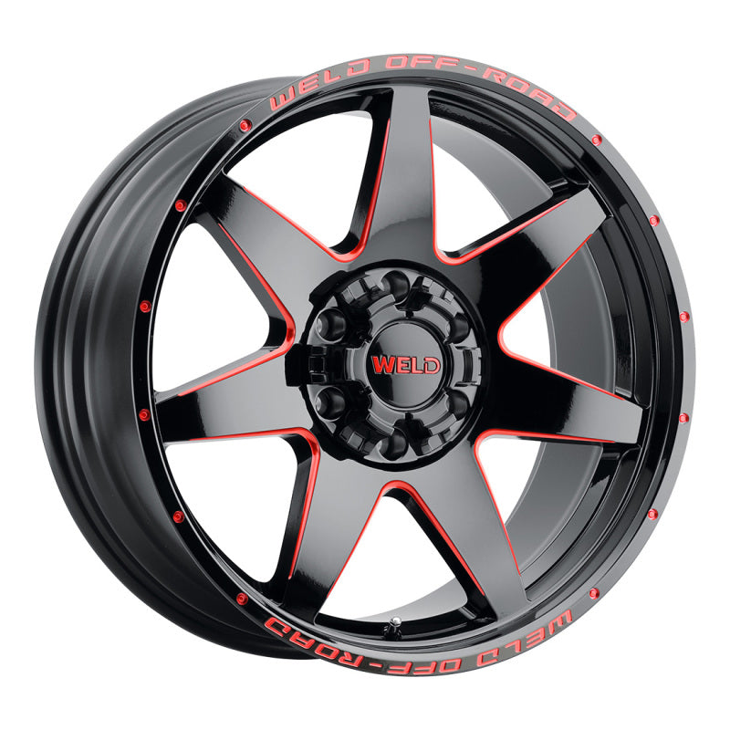 Weld Off-Road W110 20X10 Retaliate 5X127 5X139.7 ET-18 BS4.75 Gloss Black MIL Red 87.1 - DTX Performance