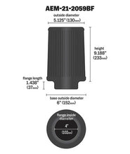 Load image into Gallery viewer, AEM Dryflow 4in. X 9in. Round Tapered Air Filter - DTX Performance