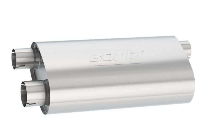 Borla Universal Pro-XS Muffler Oval 3in Inlet/ 2.5in Dual Outlet Transverse Flow Notched Muffler - DTX Performance